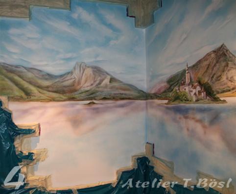 Airbrush Wandmalerei im Bad im Kurs