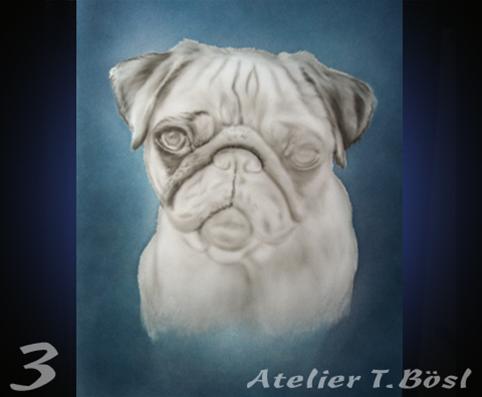 Airbrush Tierporträt Hund im Kurs